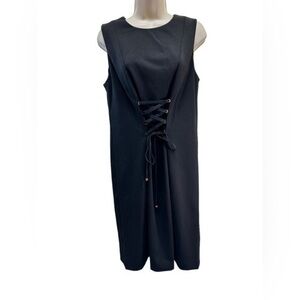 Calvin Klein Black sleeveless pencil dress front corset and back zipper